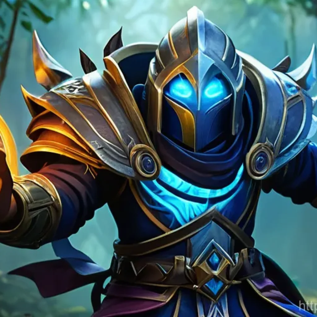 리그 오브 레전드 미니언 웨이브 관리 - **Mid-lane Minion Freeze with Jungle Tension:** A male mage champion from the blue team, dressed in ...